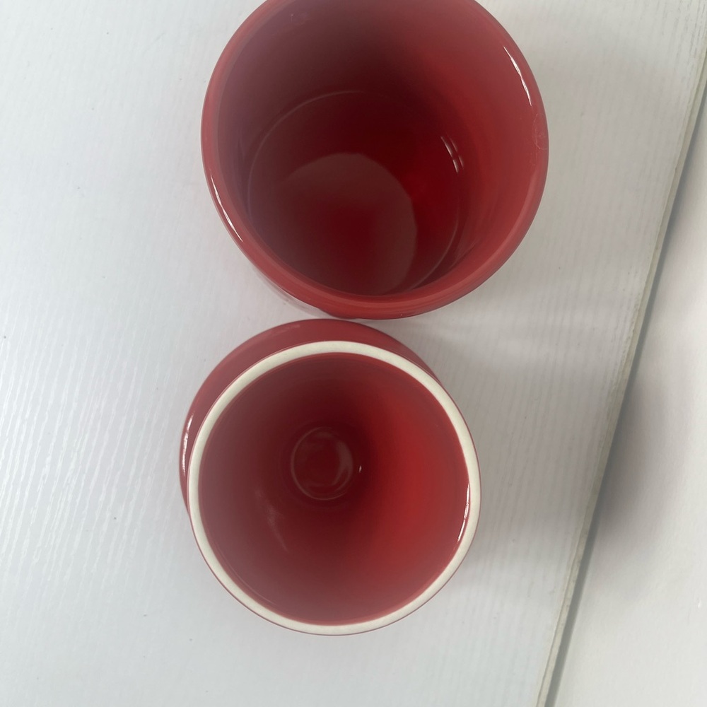 Butter Bell Crock Red French Butter Keeper Ceramic Countertop - Picture 4 of 10